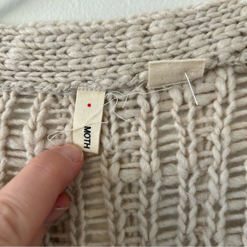 Anthropologie Cream Cable Knit Button-Front Cardigan - Picture 3 of 6